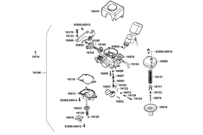 KYMCO Carburetor exploded-view diagram, Super 8 50