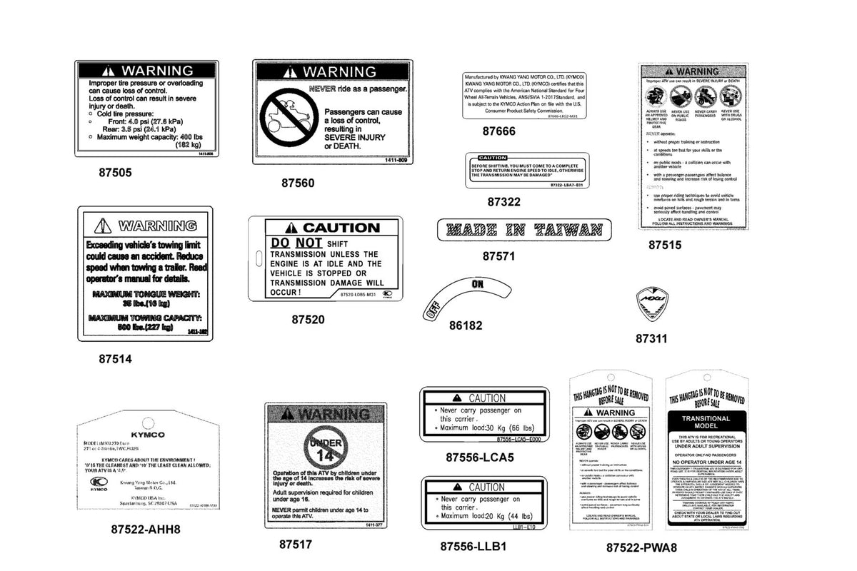 KYMCO Caution Label exploded-view diagram, MXU 270
