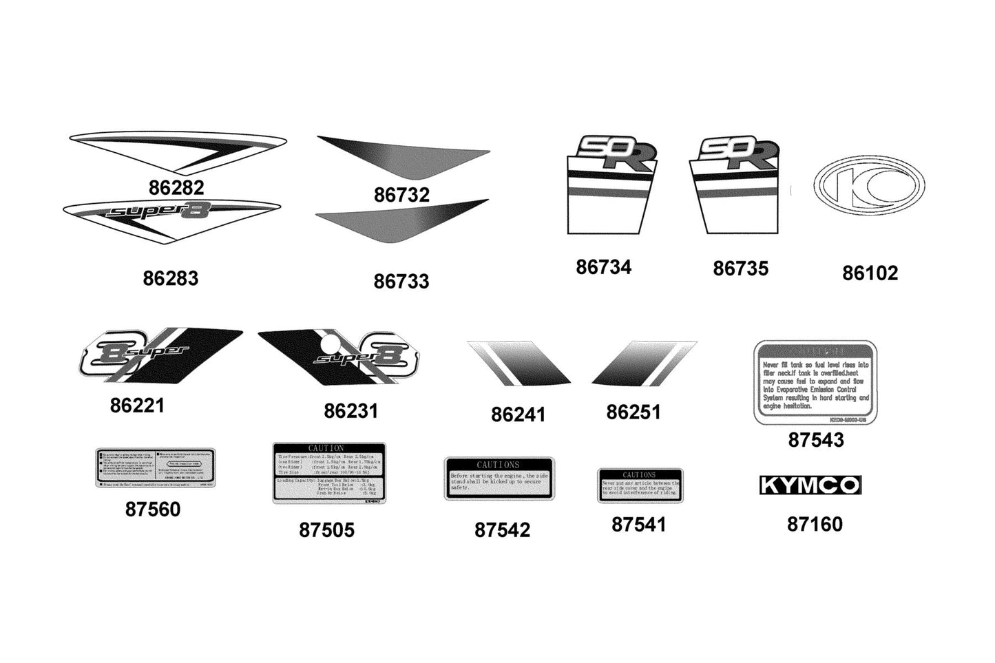 Stripe L Fr Mold — 86283-ADA9-M30-T01 — KYMCO exploded-view diagram