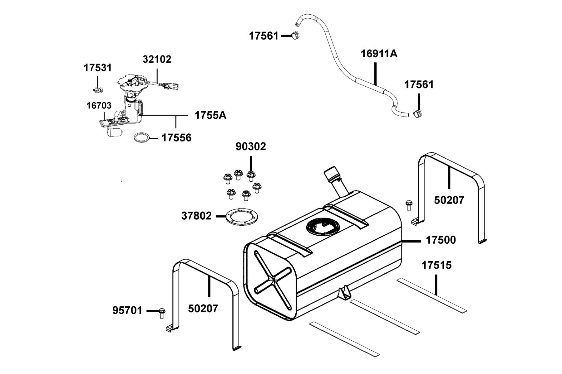 Fuel Filter Assy — 16703-AKB9-M00 — KYMCO exploded-view diagram