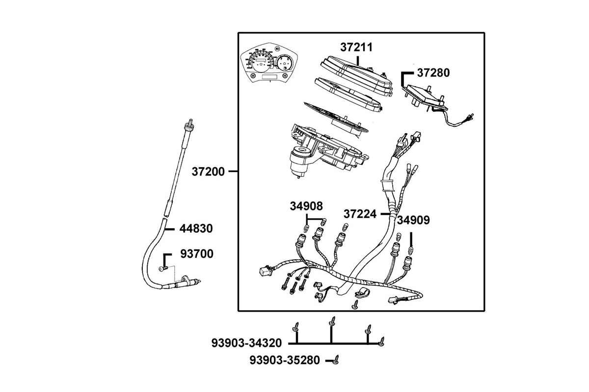 KYMCO Speedometer exploded-view diagram, Agility 50