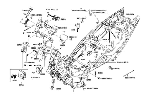 Clip 2 X 70 — 94591-LGC6-E00 — KYMCO exploded-view diagram