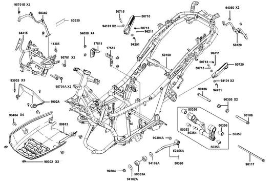 Nut U 14MM — 90305-LBD4-900 — KYMCO exploded-view diagram