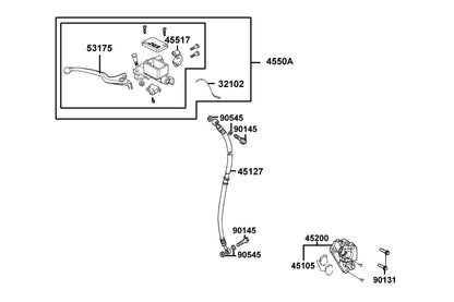 KYMCO Brake Master Cylinder exploded-view diagram, Super 8 150