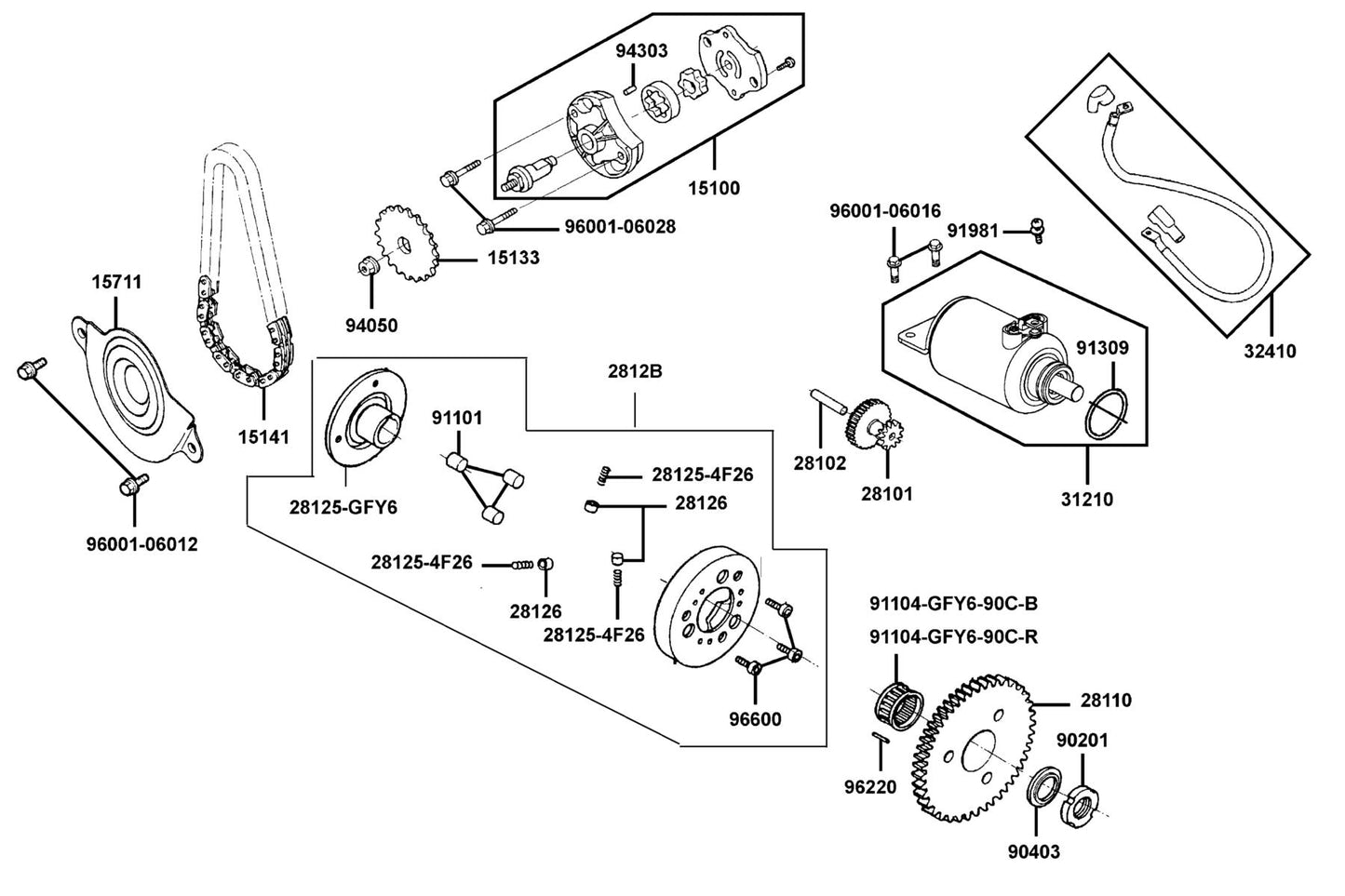 Brg Needle 28X32X17 red(0~-0.002) — 91104-GFY6-90C-R — KYMCO exploded-view diagram