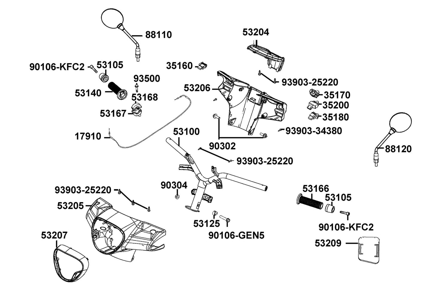 Nut U 10MM (c) — 90304-GHE8-C00 — KYMCO exploded-view diagram