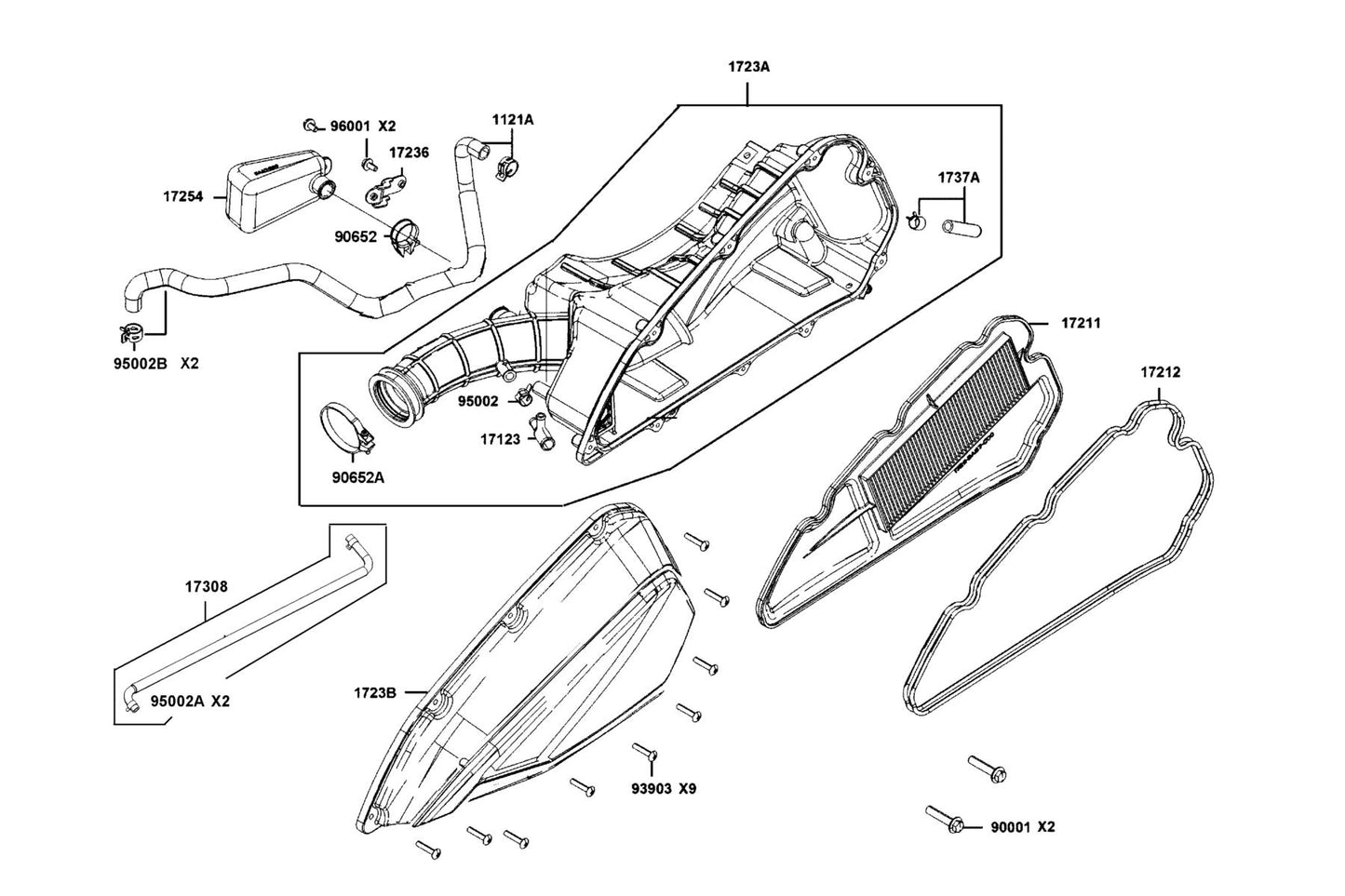 Clip D11 Tube — 95002-41100-04 — KYMCO exploded-view diagram