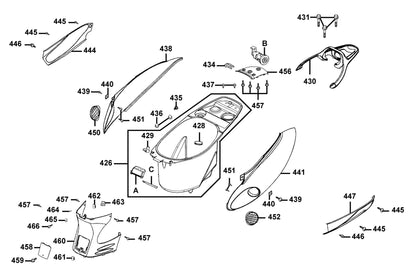 KYMCO Body Cover and Luggage Box exploded-view diagram, Cobra 50