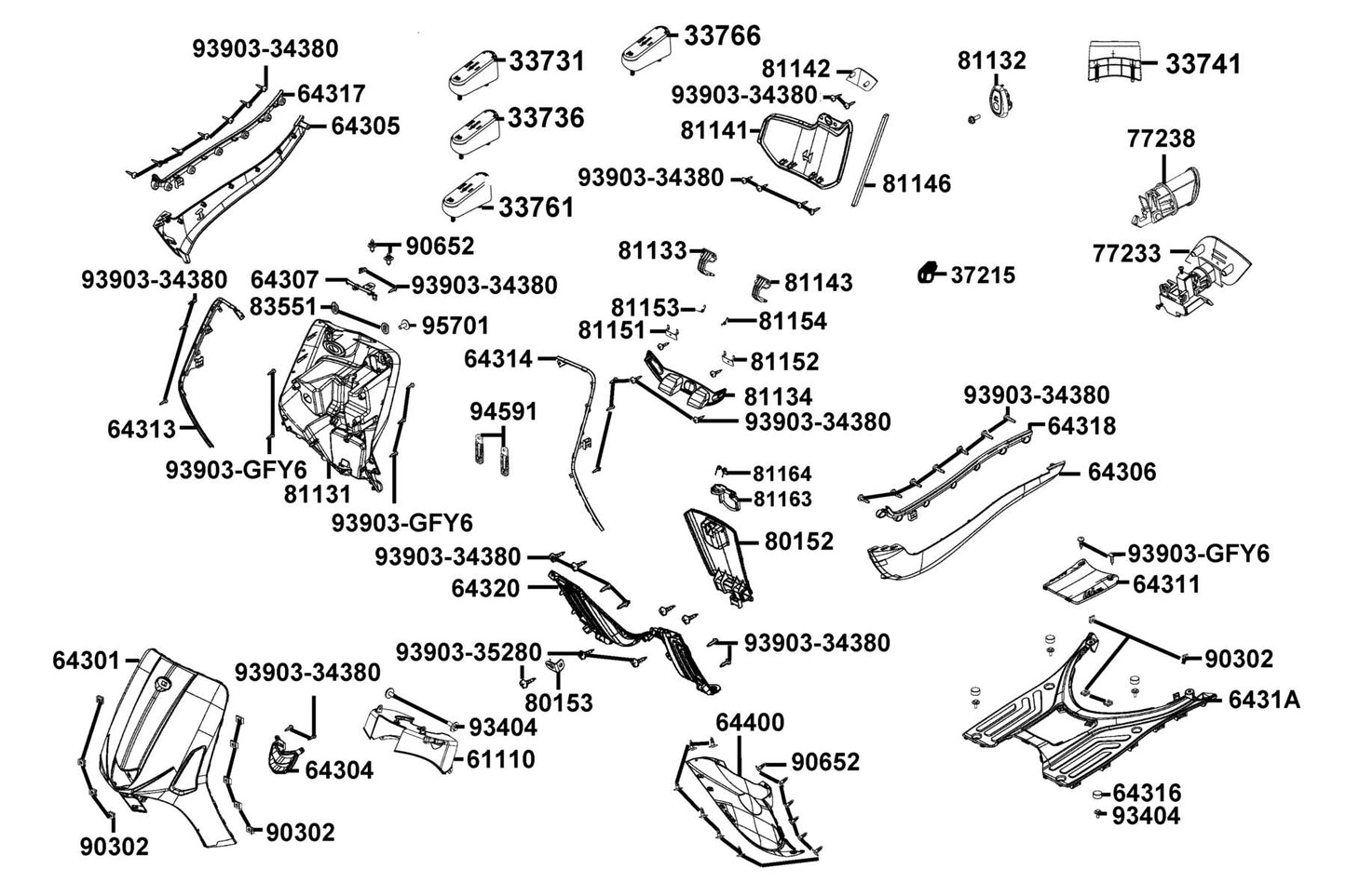 Hook Comp Push — 77238-ACC1-E11 — KYMCO exploded-view diagram