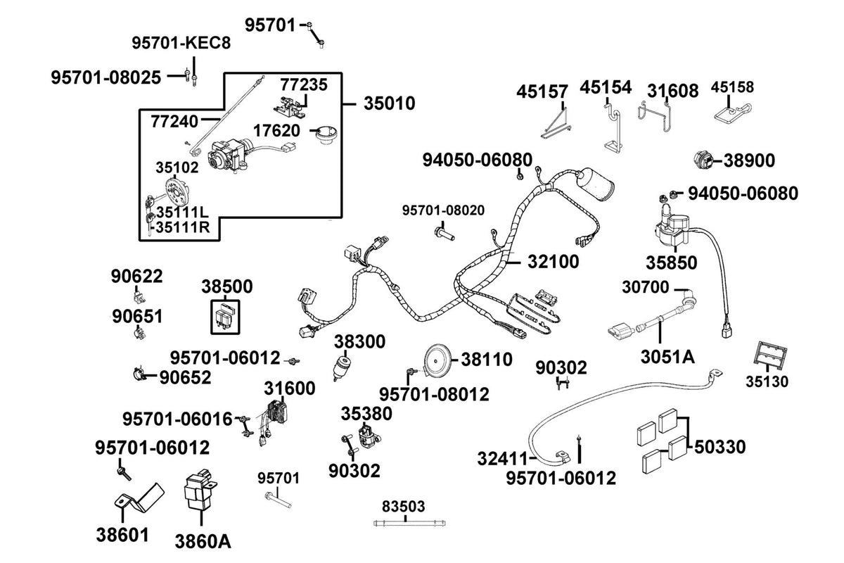 KYMCO Wire Harness exploded-view diagram, Like 150i ABS