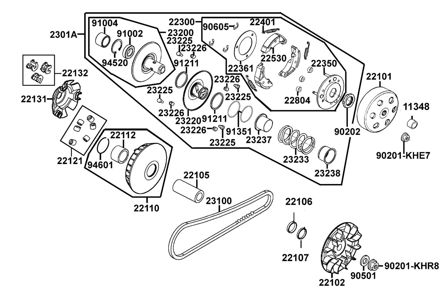 Seal Driven Face — 91211-KHE7-900 — KYMCO exploded-view diagram