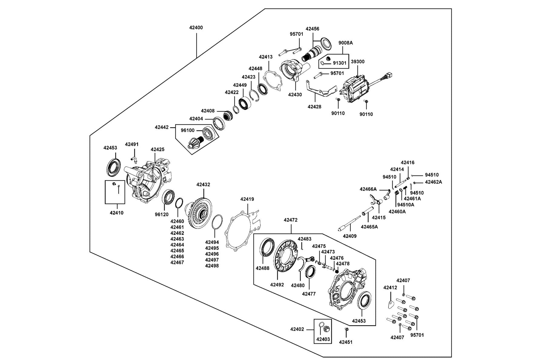 E-lock Gearcase Front 3.6 — 42400-LKA8-500 — KYMCO exploded-view diagram