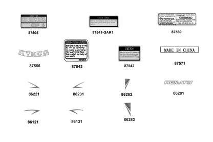 KYMCO Emblem and Stripe exploded-view diagram, Agility 125