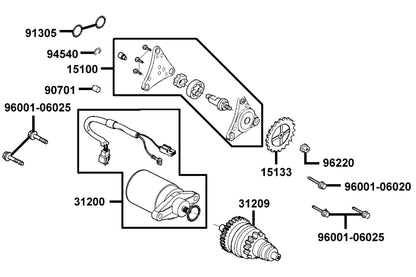 KYMCO Starting Motor and Oil Pump exploded-view diagram, Agility 50