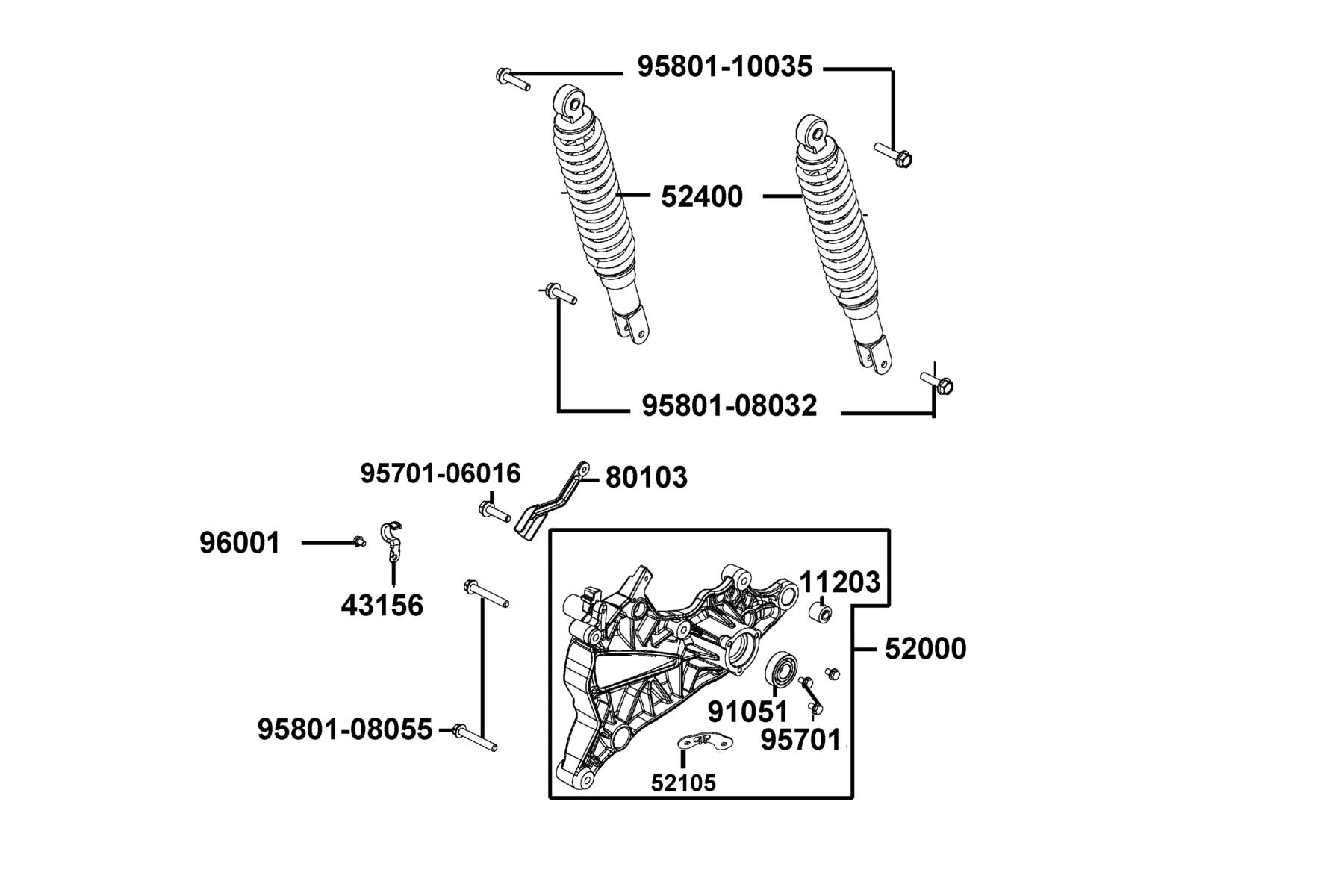 Brg Ball Radial 6203 Llu — 91051-KFBF-C00 — KYMCO exploded-view diagram