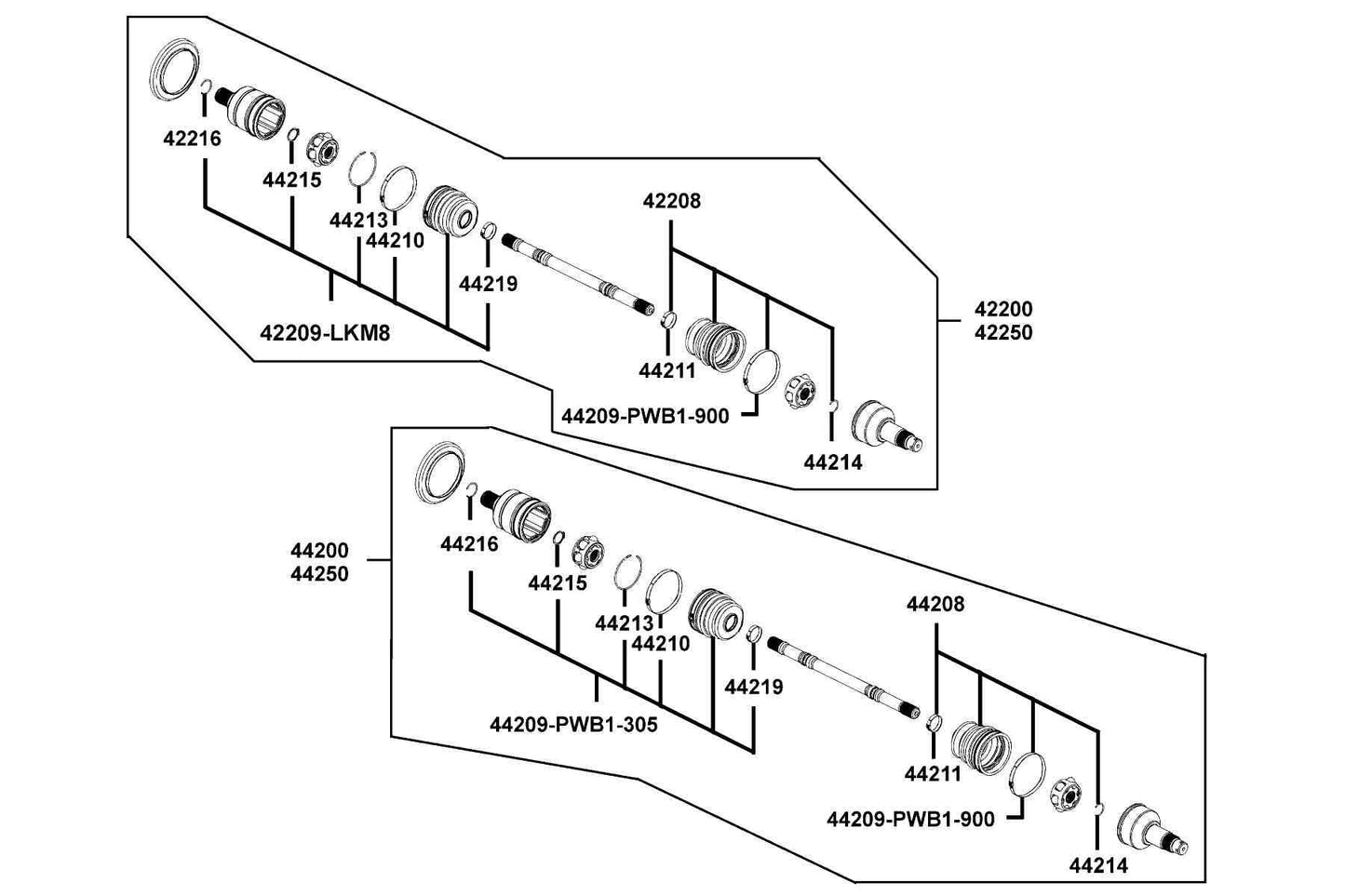 Half Shaft Rear-lh — 42250-LKM8-M00 — KYMCO exploded-view diagram