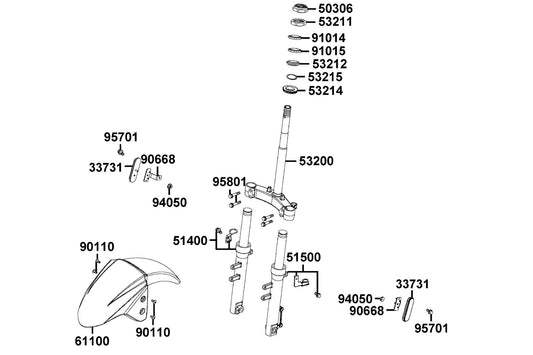 Fork Assy Fr L — 51500-LDF7-E10 — KYMCO exploded-view diagram