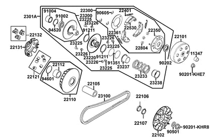 Seal Driven Face — 91211-KHE7-900 — KYMCO exploded-view diagram