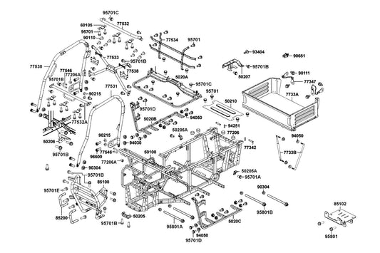Pipe Comp Top Panel ( Rear Bar For Hardtop ) — 77532-AFB9-M00 — KYMCO exploded-view diagram