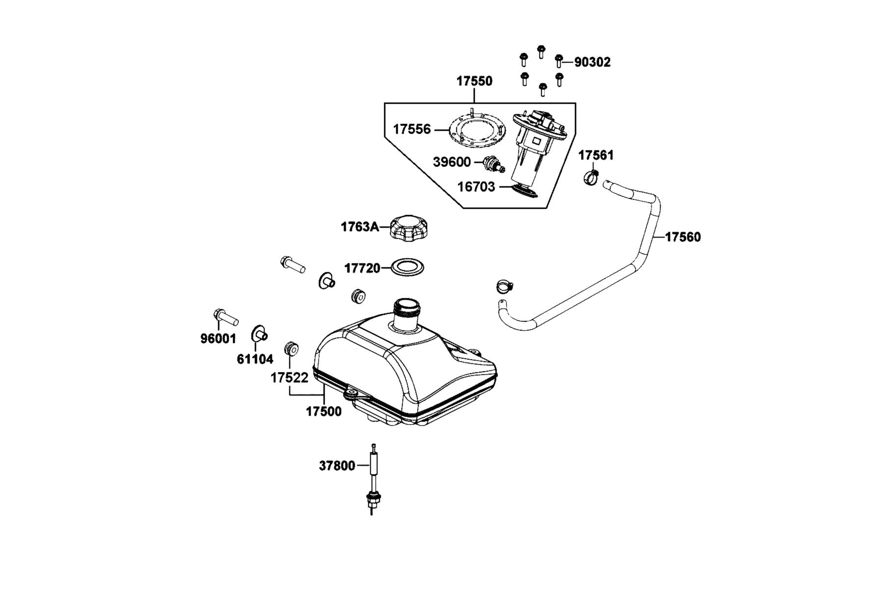 KYMCO Fuel Tank exploded-view diagram, MONGOOSE 110
