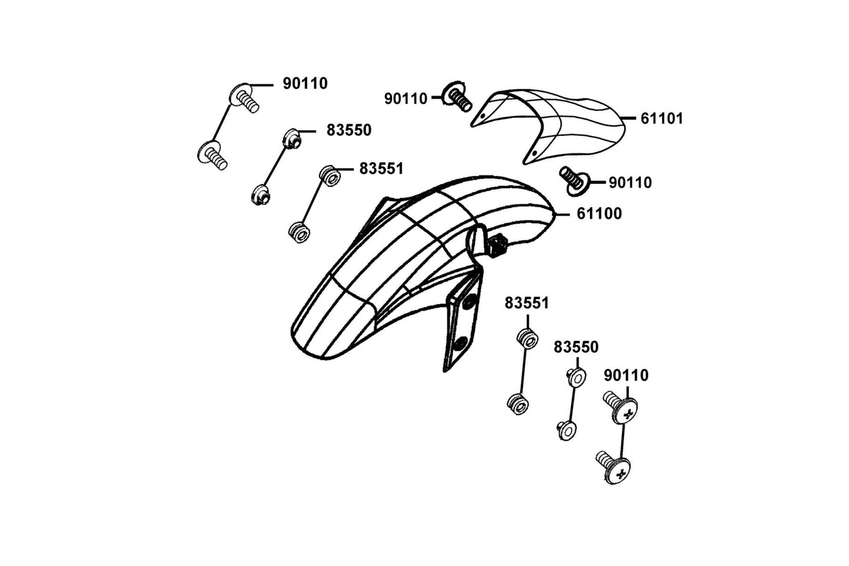 KYMCO Front Fender exploded-view diagram, K-Pipe 125