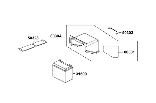 Battery YTX12-BS — 31500-KHE7-90A — KYMCO exploded-view diagram