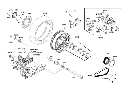 KYMCO Rear Wheel exploded-view diagram, CV3 550i ABS