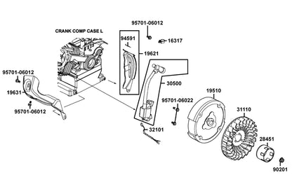 KYMCO Flywheel and Flywheel Comp exploded-view diagram, Generator KP-3000