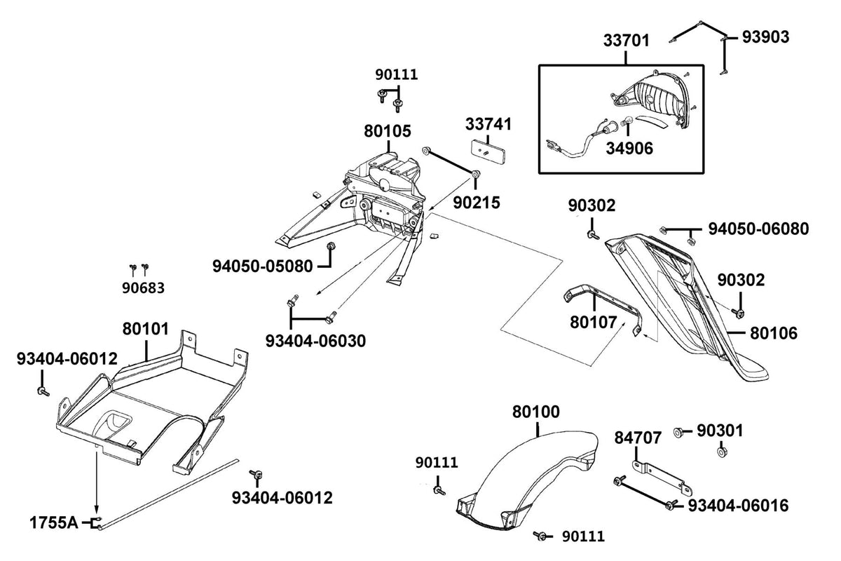 KYMCO Tail Light exploded-view diagram, Agility 125