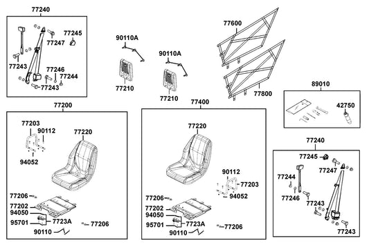 Seat Assy L (reach) — 77400-LEE8-E00-T01 — KYMCO exploded-view diagram