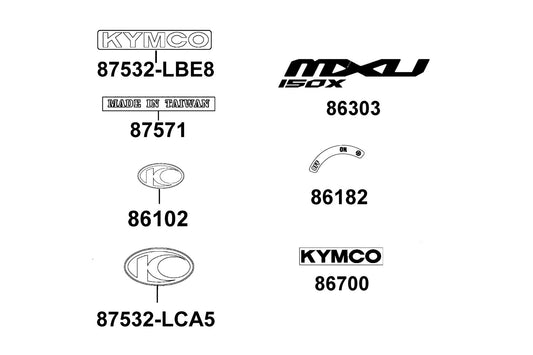 Stripe Logo Kymco — 86700-LCA4-M30-T01 — KYMCO exploded-view diagram