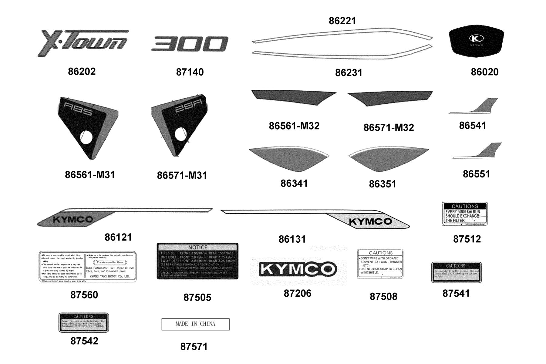 Stripe L Fr Mold — 86551-ABD2-M31-T02 — KYMCO exploded-view diagram