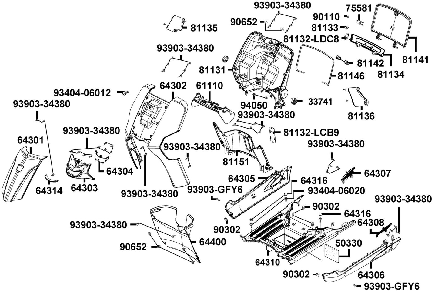 Leg Shield Low — 81151-LGR5-E10-X1R — KYMCO exploded-view diagram