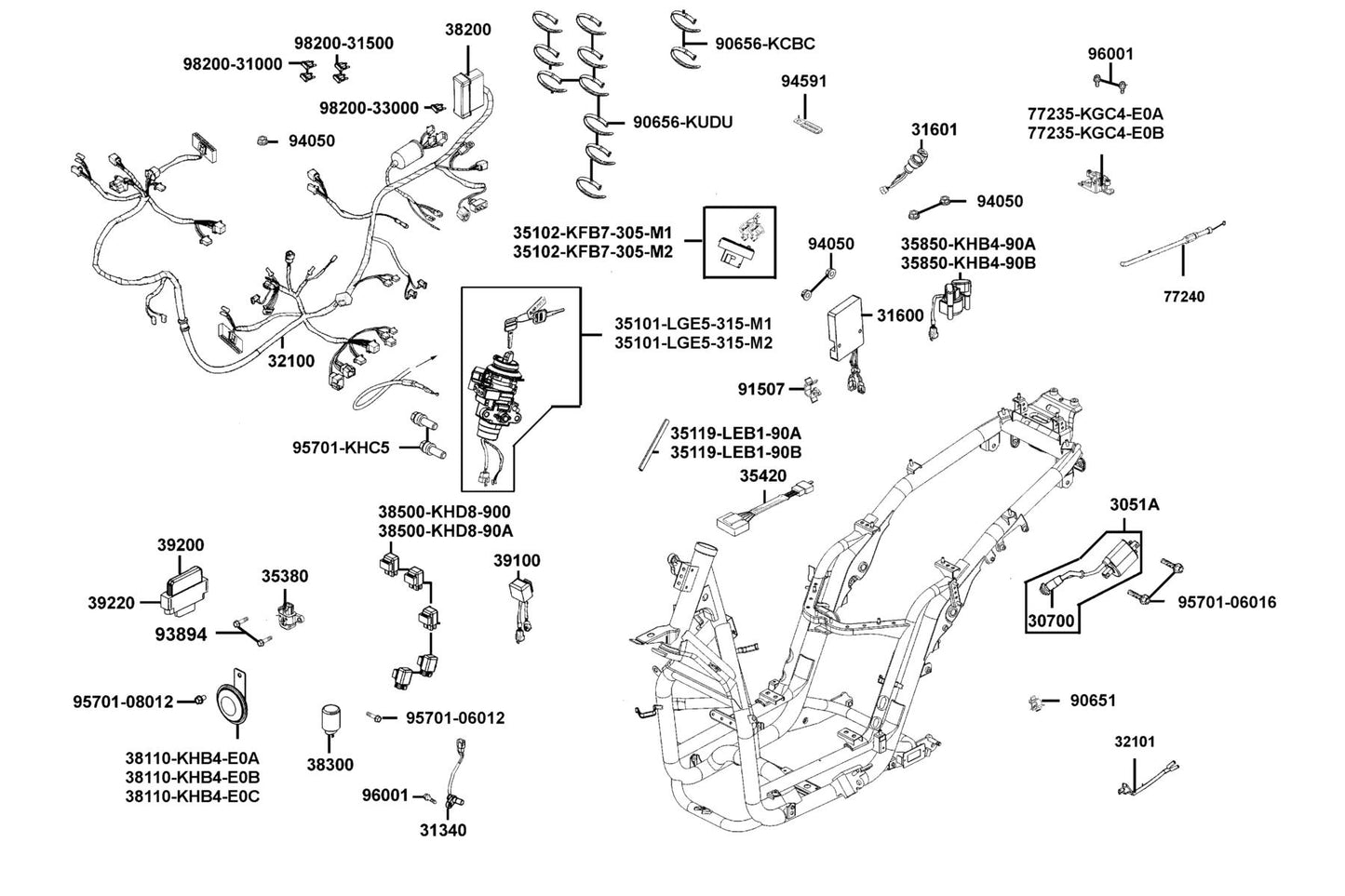 Fuse 2.0A — 98200-LBA2-900 — KYMCO exploded-view diagram