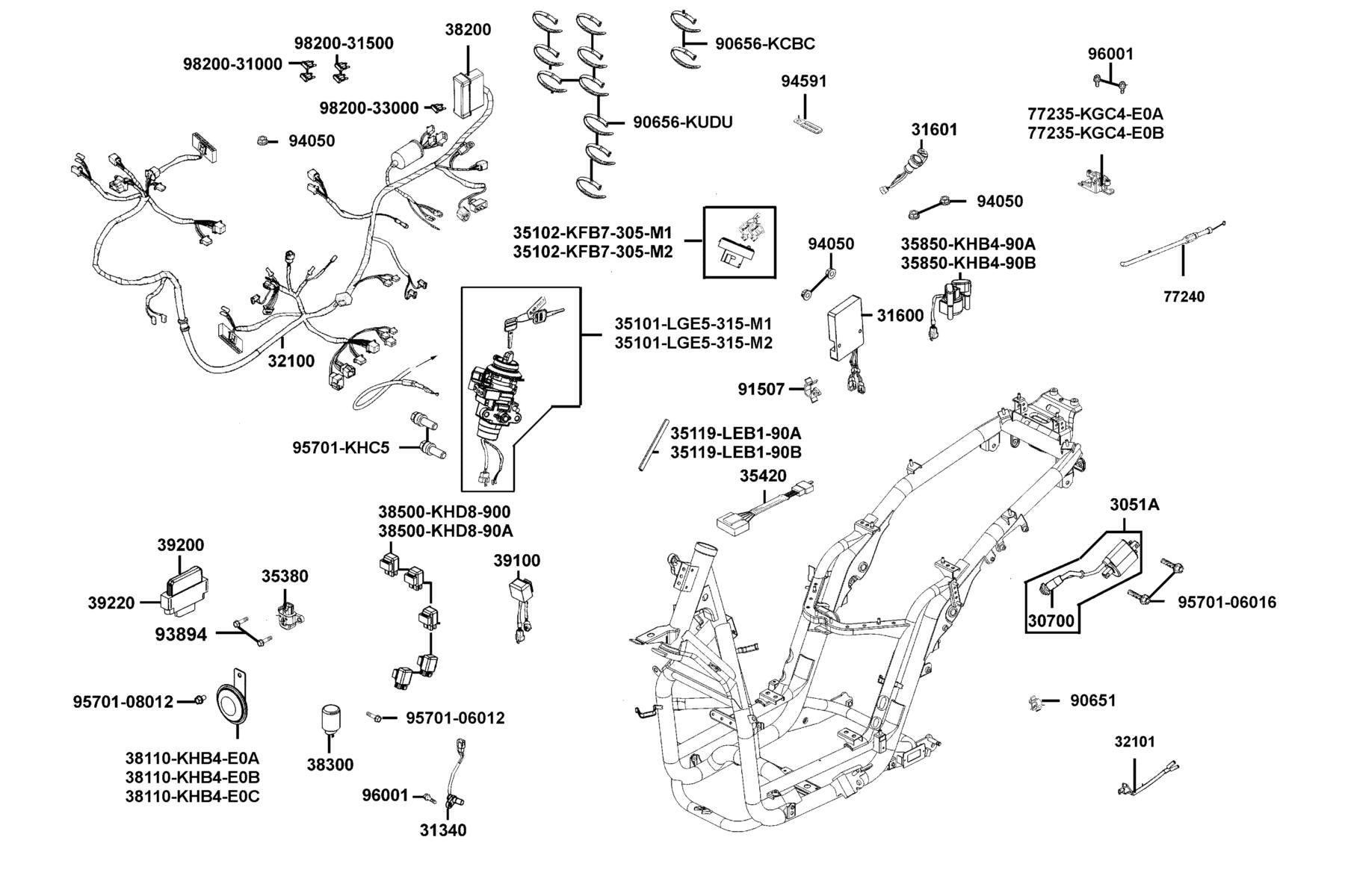 Fuse 2.0A — 98200-LBA2-900 — KYMCO exploded-view diagram
