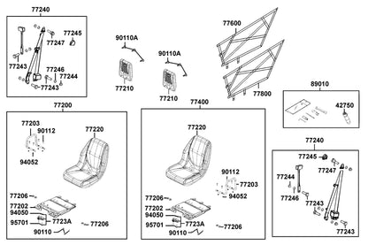 KYMCO Seat exploded-view diagram, UXV 500