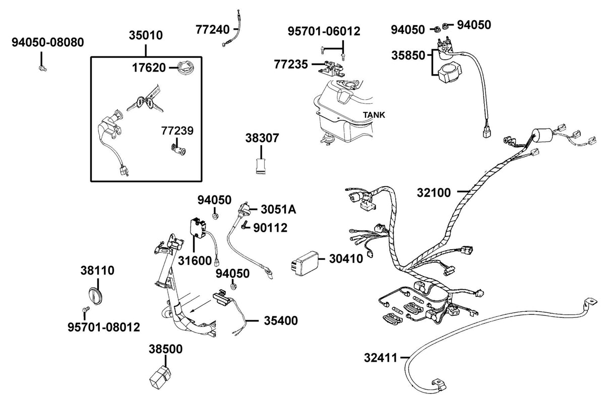 KYMCO Wire Harness exploded-view diagram, Super 8 150