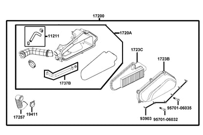 V Tube Assy — 1737B-KHC4-C00 — KYMCO exploded-view diagram