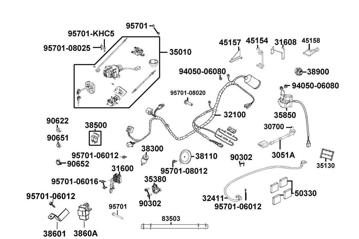 KYMCO Wire Harness exploded-view diagram, Like 150i ABS