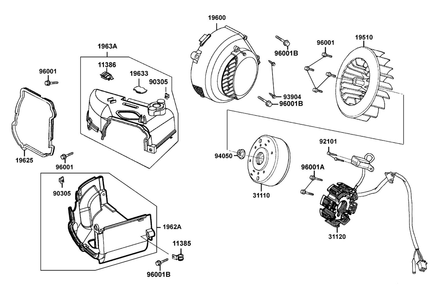 Shroud Assy., B — 1963A-LGM9-900 — KYMCO exploded-view diagram