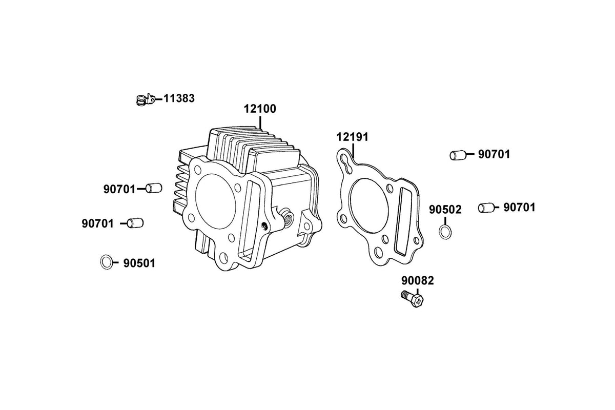 KYMCO Cylinder exploded-view diagram, K-Pipe 125