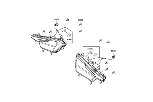 Bulb Head Light — 34901-KGB5-M30 — KYMCO exploded-view diagram