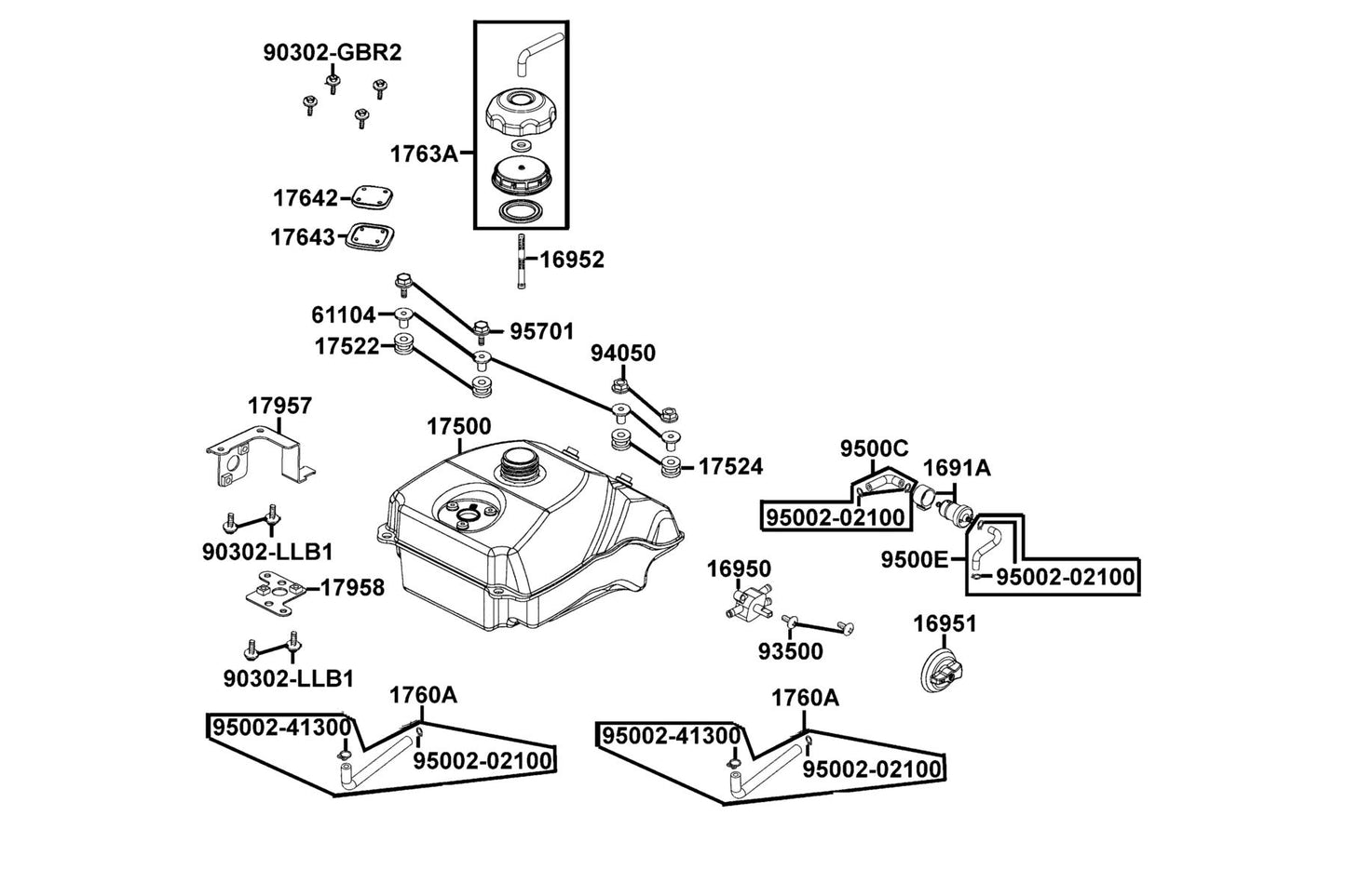 Stay A Fuel Cock & Strainer — 17958-LEC1-E00 — KYMCO exploded-view diagram