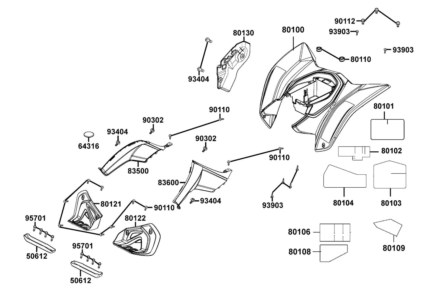 KYMCO Fender Rear exploded-view diagram, MONGOOSE 270