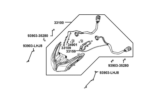 Light Assy Head — 33100-ABD2-M30 — KYMCO exploded-view diagram