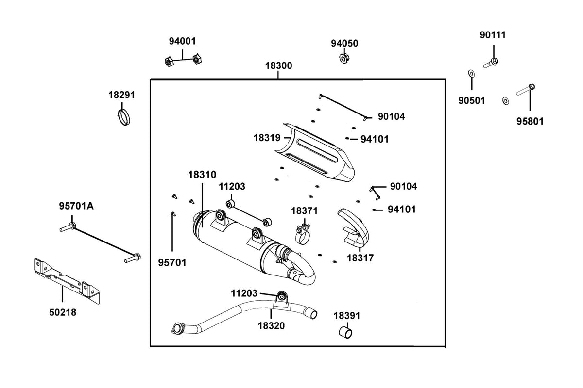 KYMCO Exhaust Muffler exploded-view diagram, UXV 700