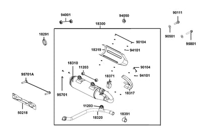 KYMCO Exhaust Muffler exploded-view diagram, UXV 700