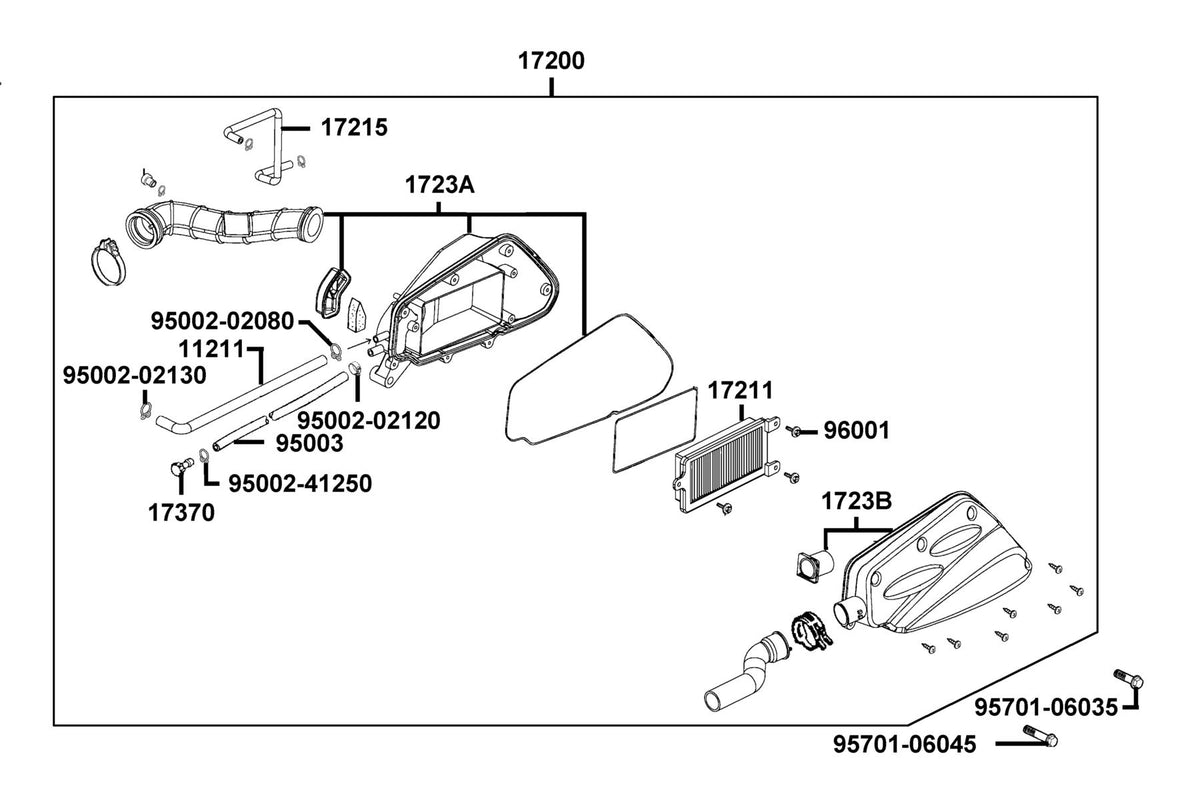 KYMCO Air Cleaner exploded-view diagram, Agility 50