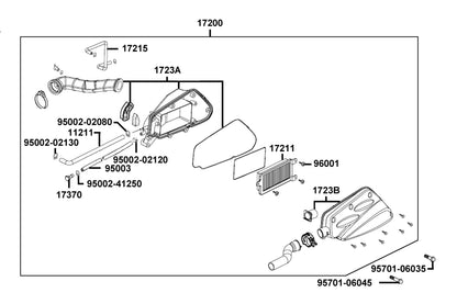 KYMCO Air Cleaner exploded-view diagram, Agility 50