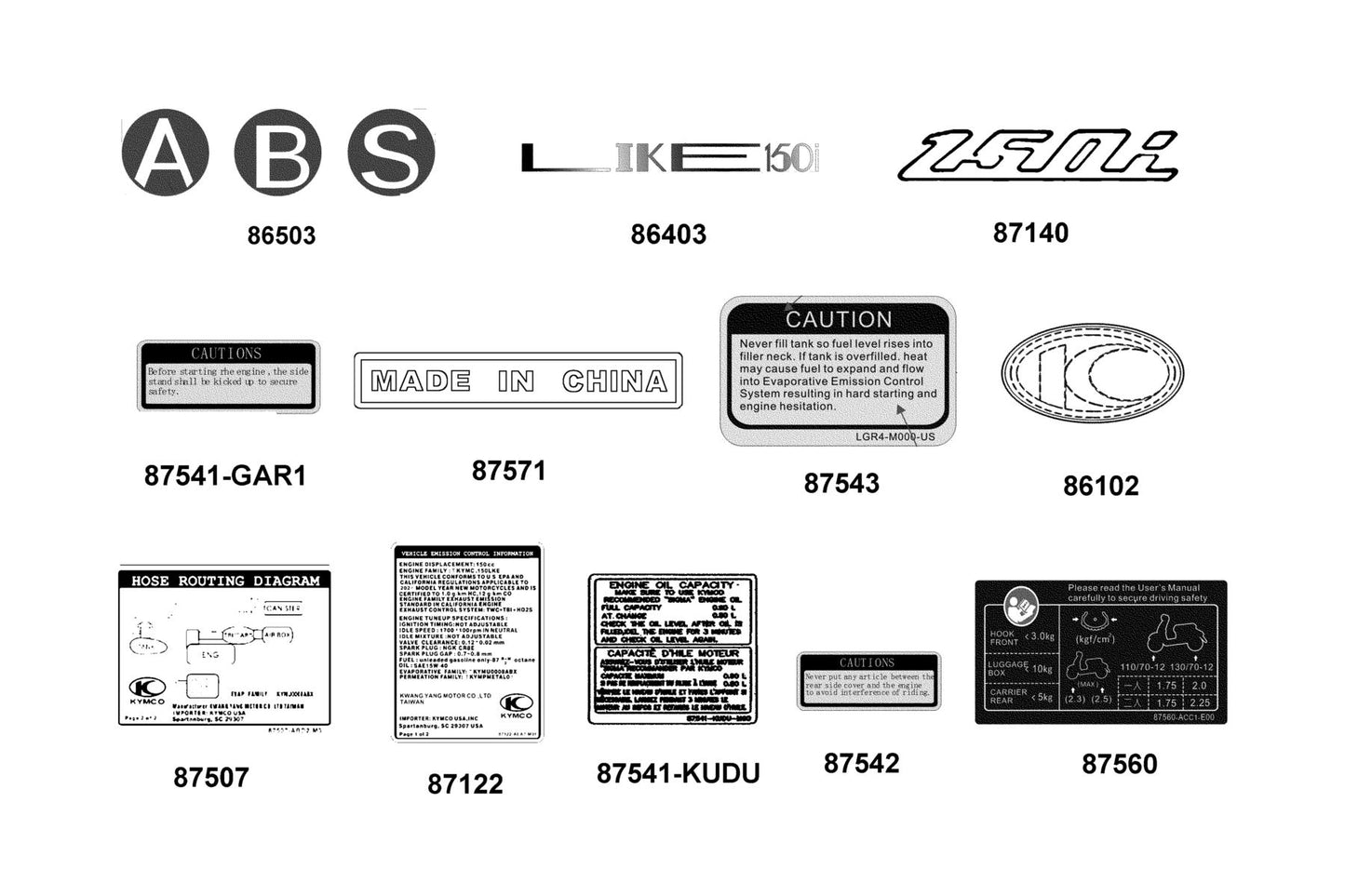 Mark Of Canister L/0 — 87507-ABD2-M3F-T01 — KYMCO exploded-view diagram